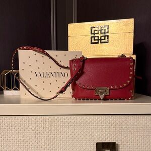 Valentino Red Crossbody Bag with Studs